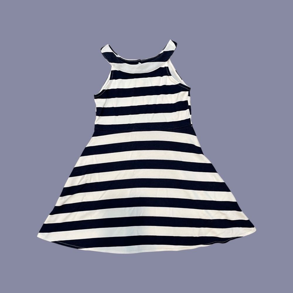 Girls Navy and White Dress